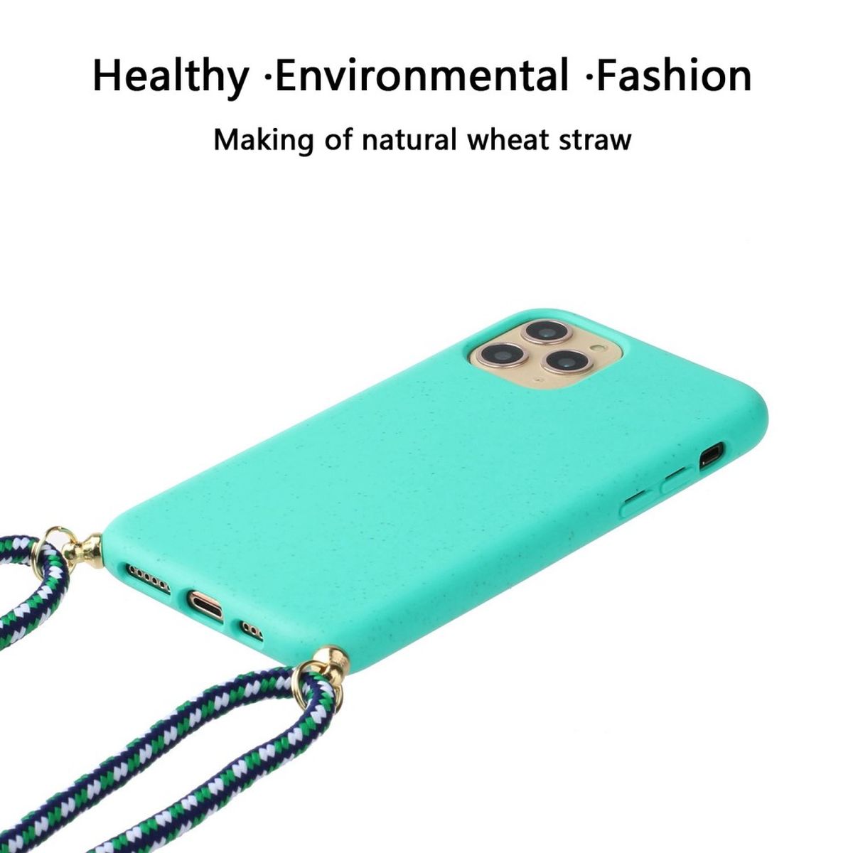 Hülle für Apple iPhone 14 Pro Handyhülle Silikon Case Handykette Cover Band Grün