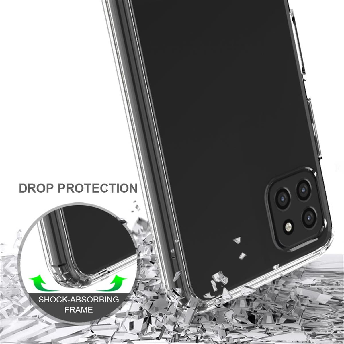 Hülle für Samsung Galaxy A22 5G Handyhülle Hybrid Silikon Case Bumper Cover Klar