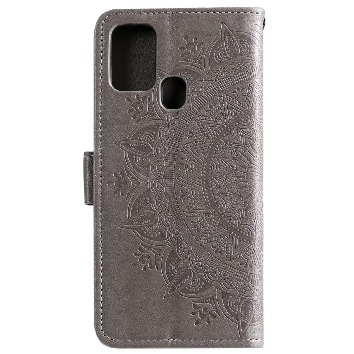 Hülle für Samsung Galaxy M31 Handyhülle Flip Case Cover Etui Mandala Grau