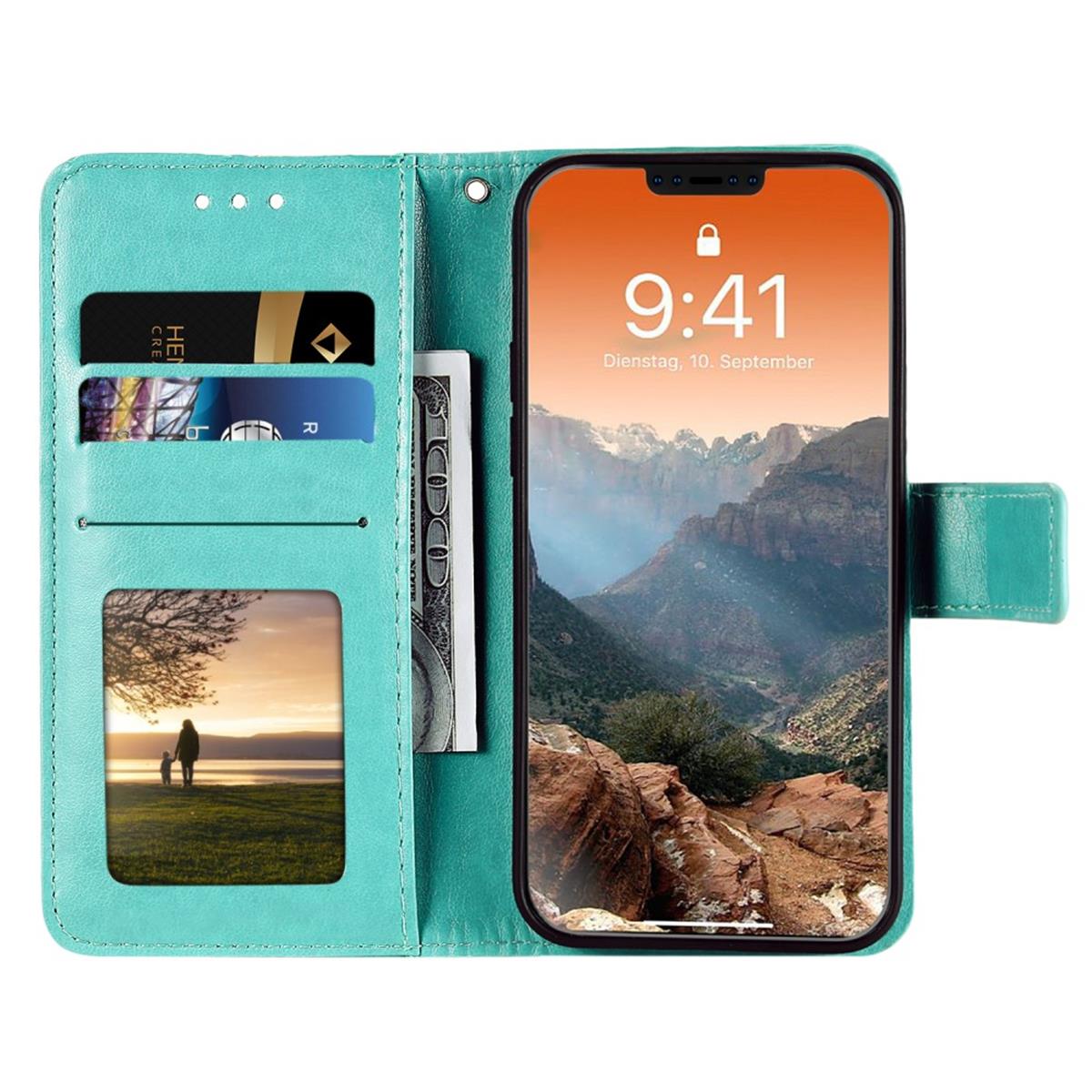 Hülle für Apple iPhone 12 / iPhone 12 Pro Handyhülle Flip Case Mandala Grün