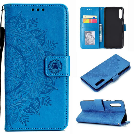 Hülle für Samsung Galaxy A70 Handyhülle Schutz Tasche Case Etui Cover Mandala Blau