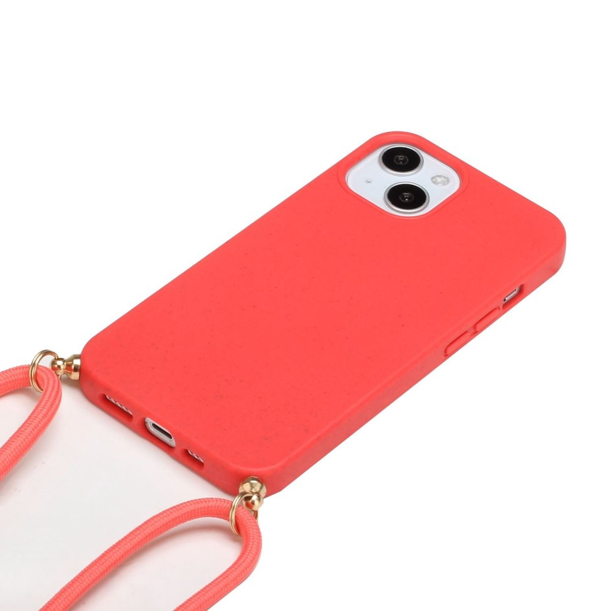 Hülle für Apple iPhone 14 Plus Handyhülle Silikon Case Handykette Cover Band Rot