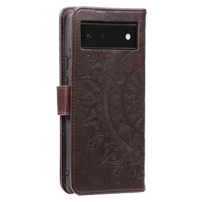 Hülle für Google Pixel 6 Handyhülle Tasche Flip Case Cover Etui Mandala Braun