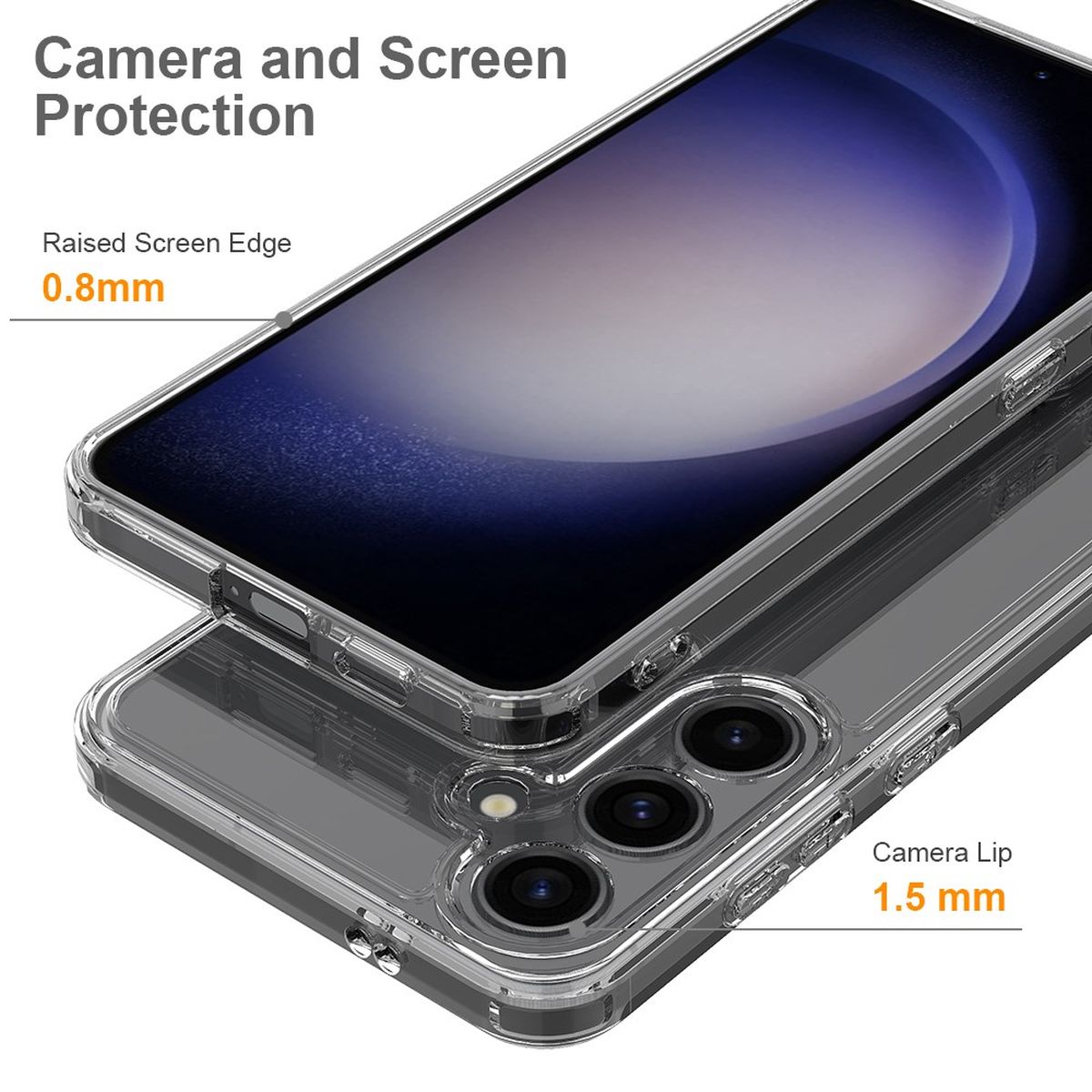 Hülle für Samsung Galaxy S24+ Handyhülle Case Hybrid Silikon Bumper Cover Klar