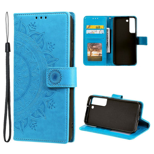 Hülle für Samsung Galaxy S22+ (Plus) Handyhülle Flip Case Cover Mandala Blau