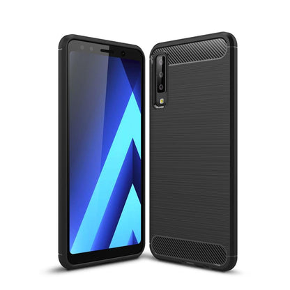 Hülle für Samsung Galaxy A7 (2018) Handyhülle Cover Silikon Case Carbon farben