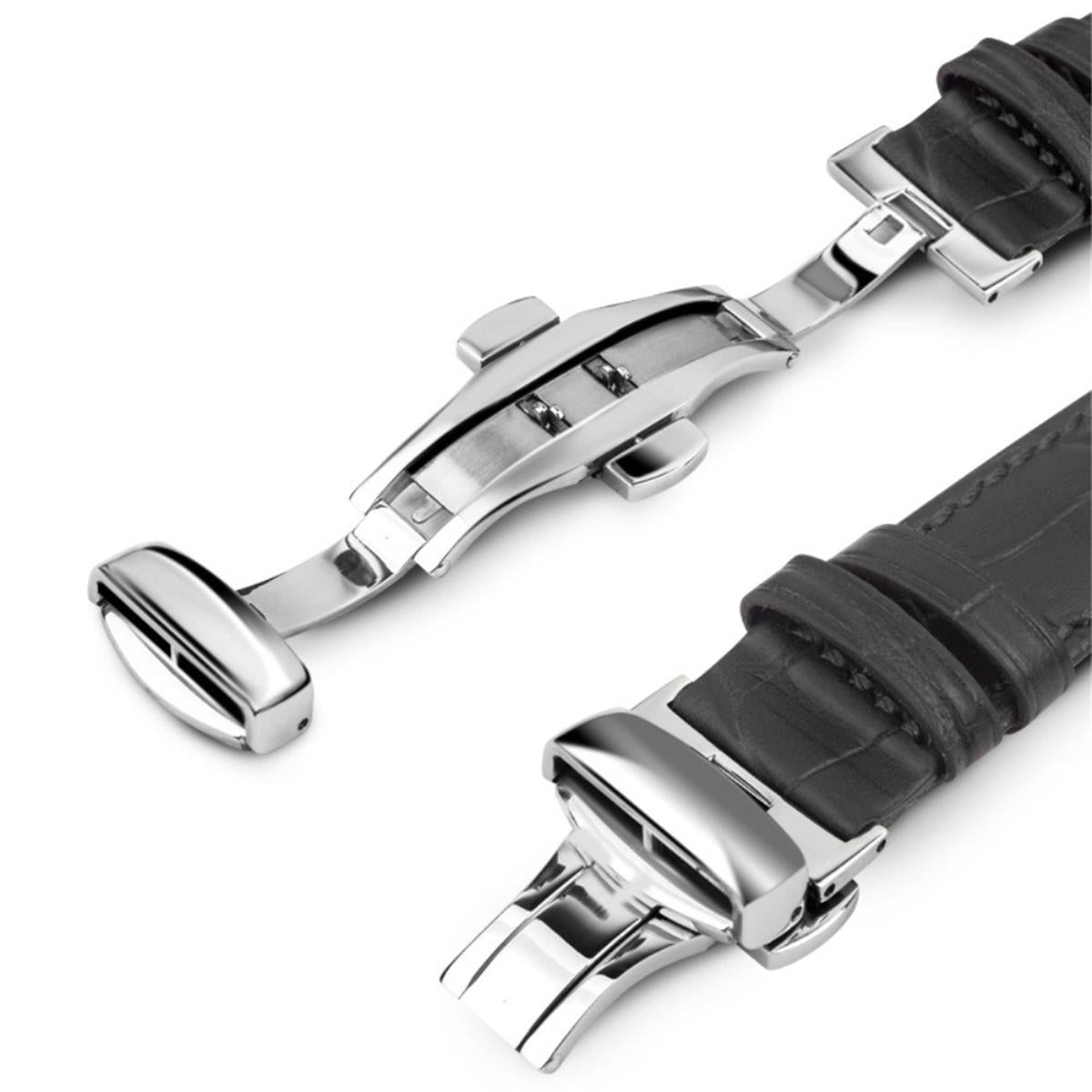 Leder Armband für Apple Watch 49/45/44/42mm Band Series Ultra/8/7/6/SE/5 schwarz