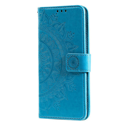 Hülle für Samsung Galaxy A02s Handy Tasche Flip Case Cover Etui Mandala Blau