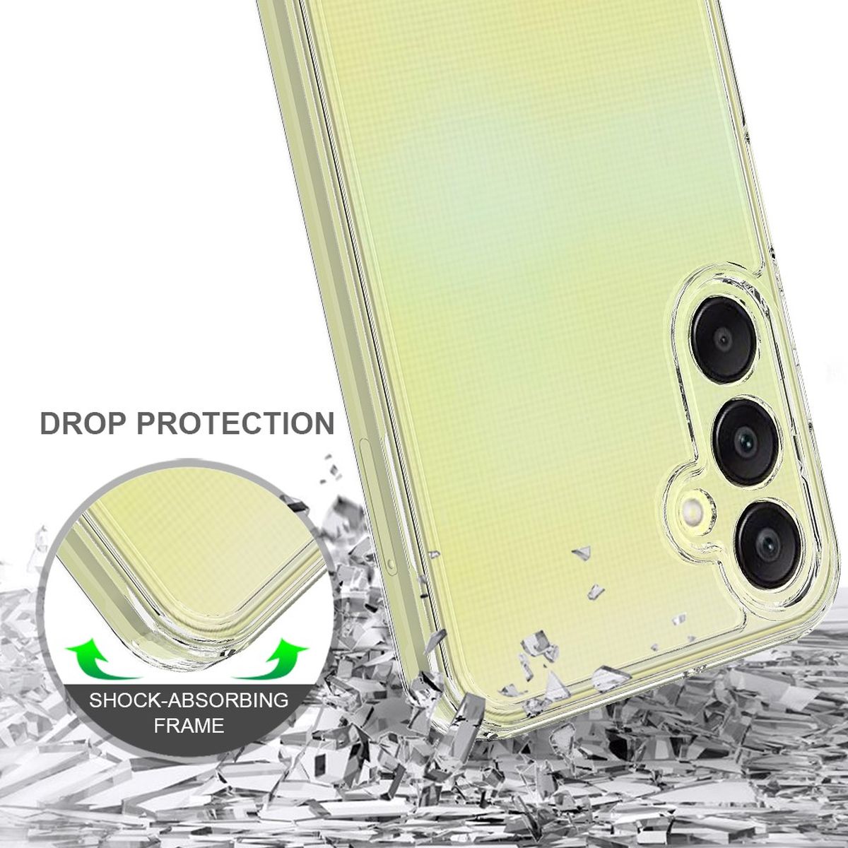 Hülle für Samsung Galaxy A25 5G Handyhülle Case Hybrid Silikon Bumper Cover Klar