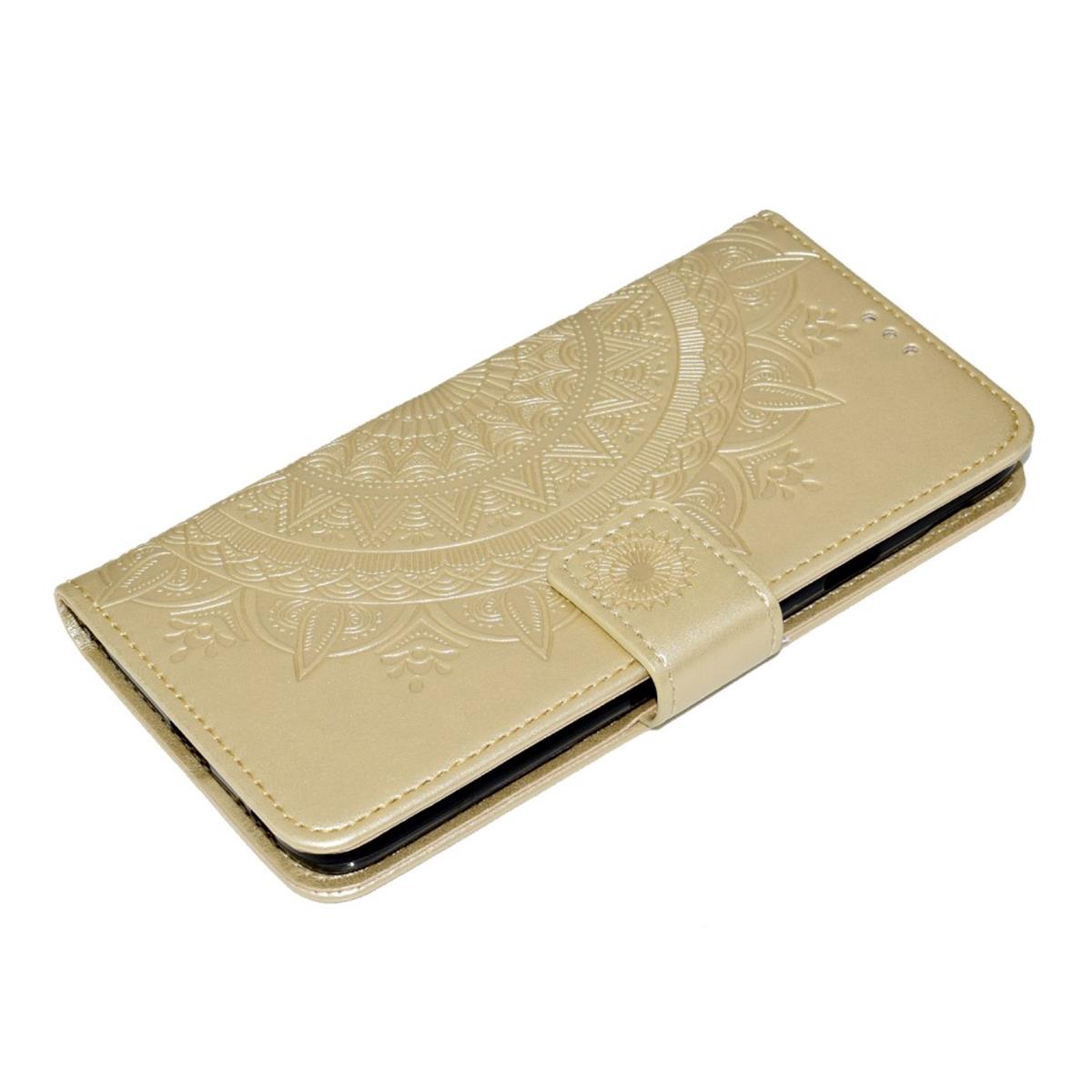 Hülle für Samsung Galaxy J4 2018 Handyhülle Flip Case Schutz Cover Mandala Gold