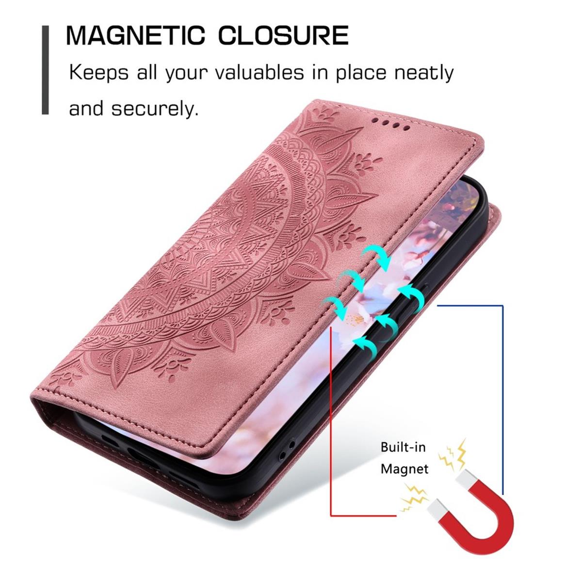 Hülle für Samsung Galaxy S23 FE Handyhülle Flip Case Cover Tasche Mandala Rose