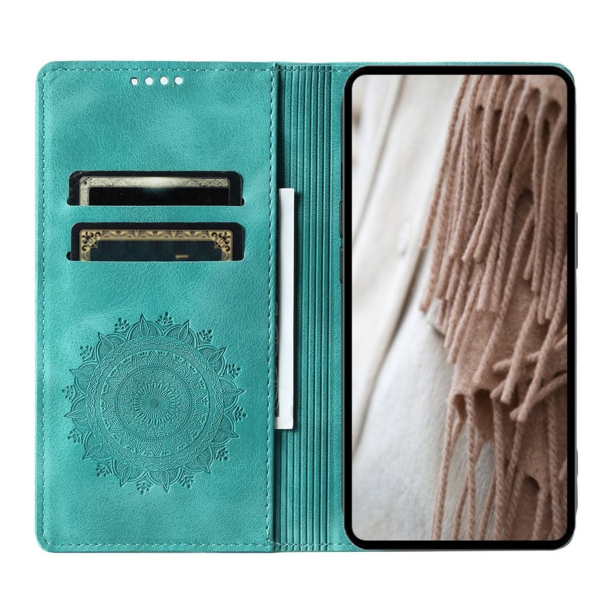 Hülle für Samsung Galaxy A55 5G Handyhülle Flip Case Cover Tasche Mandala Grün