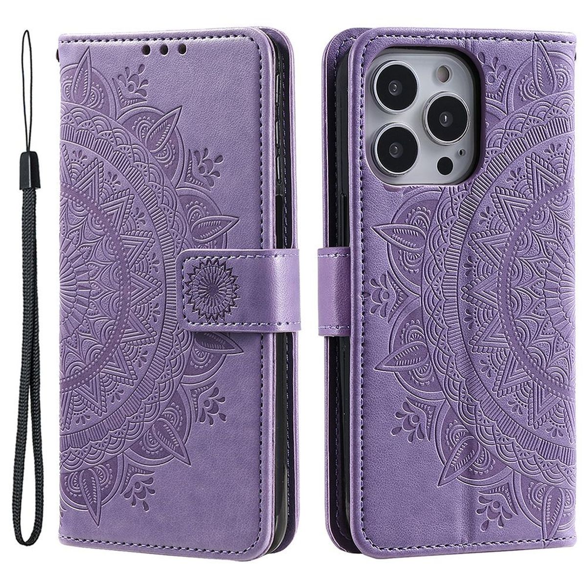 Hülle für Apple iPhone 14 Pro Max Handyhülle Flip Case Schutzhülle Mandala Lila