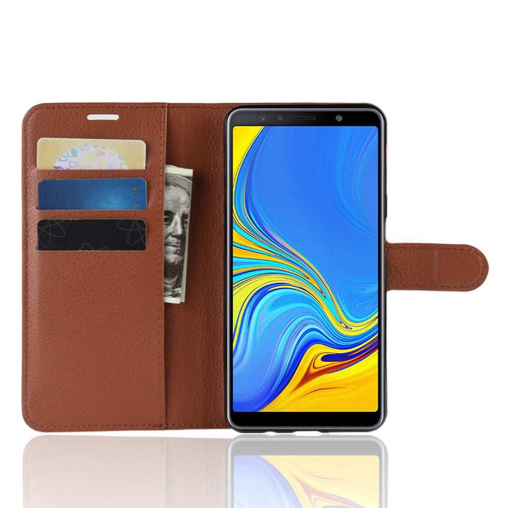 Hülle für Samsung Galaxy A7 (2018) Handyhülle Flip Case Schutzhülle Cover Braun