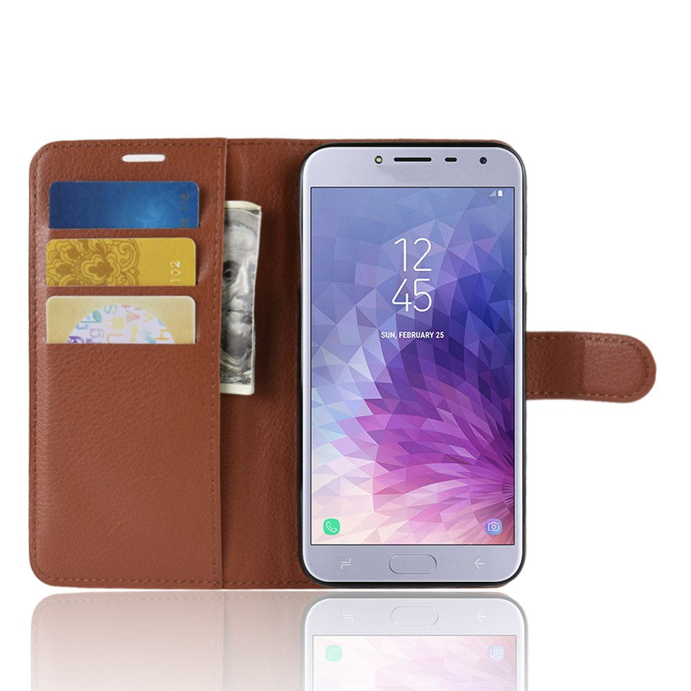 Hülle für Samsung Galaxy J4 2018 Handyhülle Flip Case Schutzhülle Cover Braun
