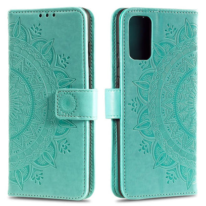 Hülle für Samsung Galaxy A02s Handy Tasche Flip Case Cover Etui Mandala Grün