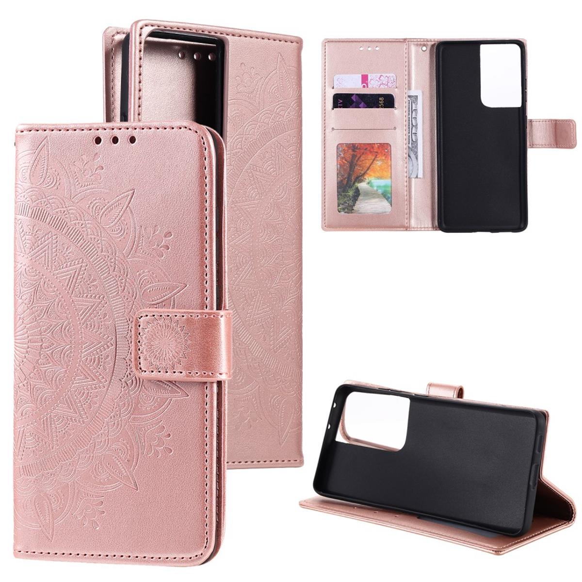 Hülle für Samsung Galaxy S21 Ultra Handyhülle Flip Case Cover Schutzhülle Mandala Rosegold