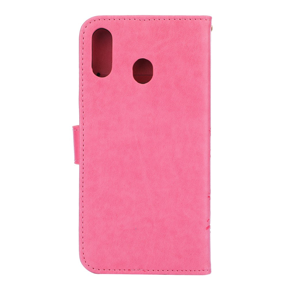 Hülle für Samsung Galaxy M20 Handyhülle Flip Case Handytasche Schmetterling Rosa