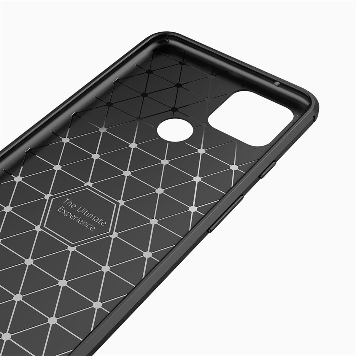 Google Pixel 5 Handyhülle Silikon Case Cover Tasche Bumper Etui Carbonfarben