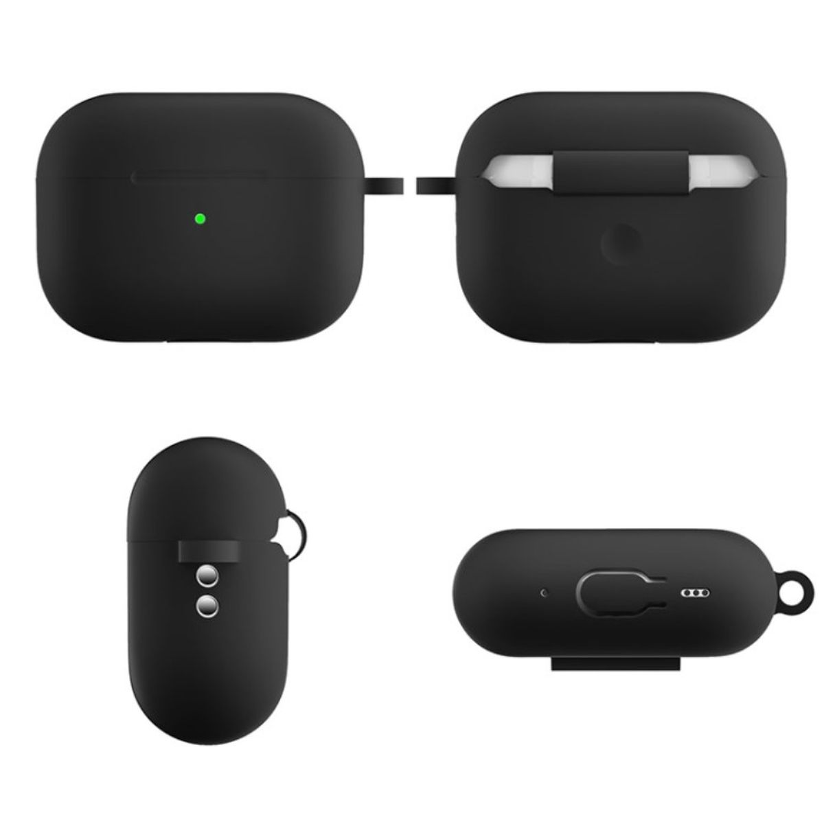 Hülle für Apple AirPods Pro 2 Silikon Case Cover Etui Bumper Schutzhülle Schwarz