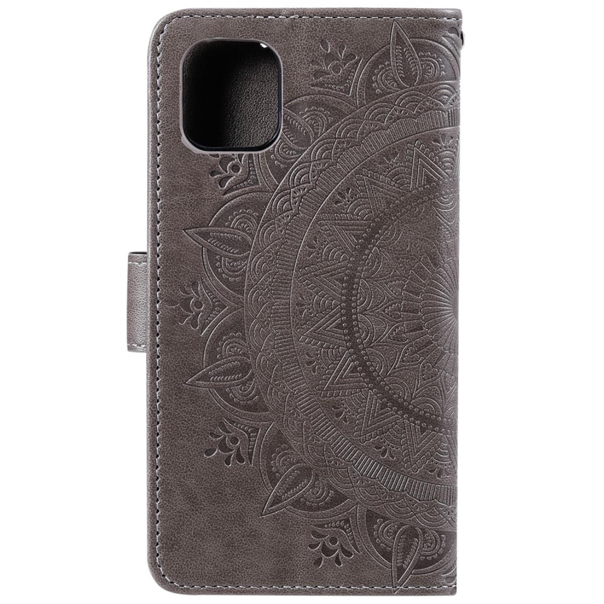 Hülle für Apple iPhone 11 [6,1 Zoll] Handyhülle Flip Case Cover Mandala Grau