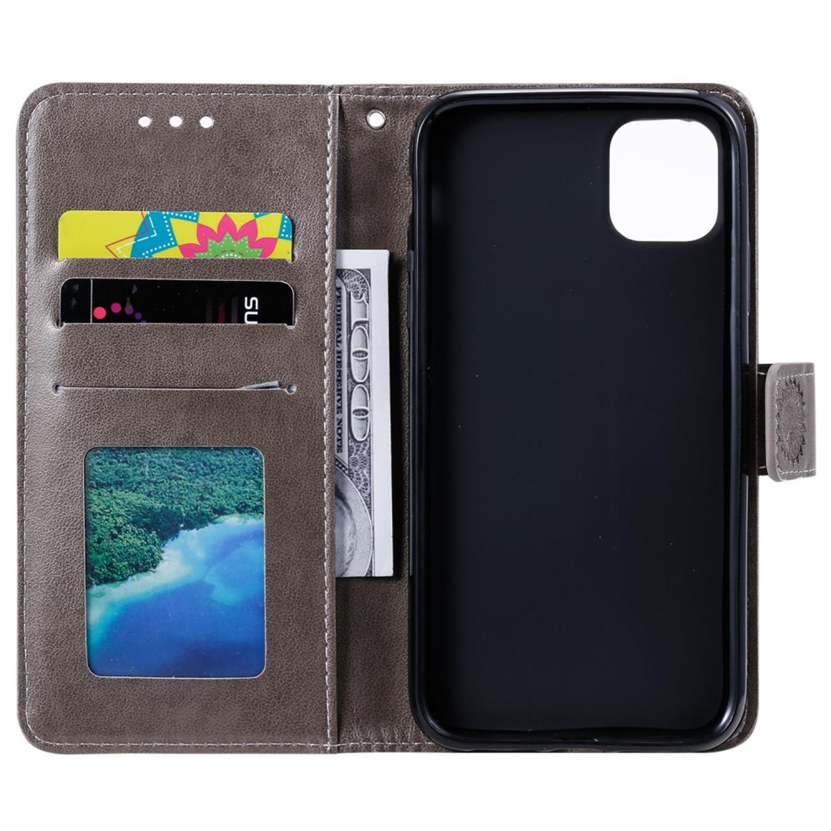 Hülle für Apple iPhone 11 [6,1 Zoll] Handyhülle Flip Case Cover Mandala Grau