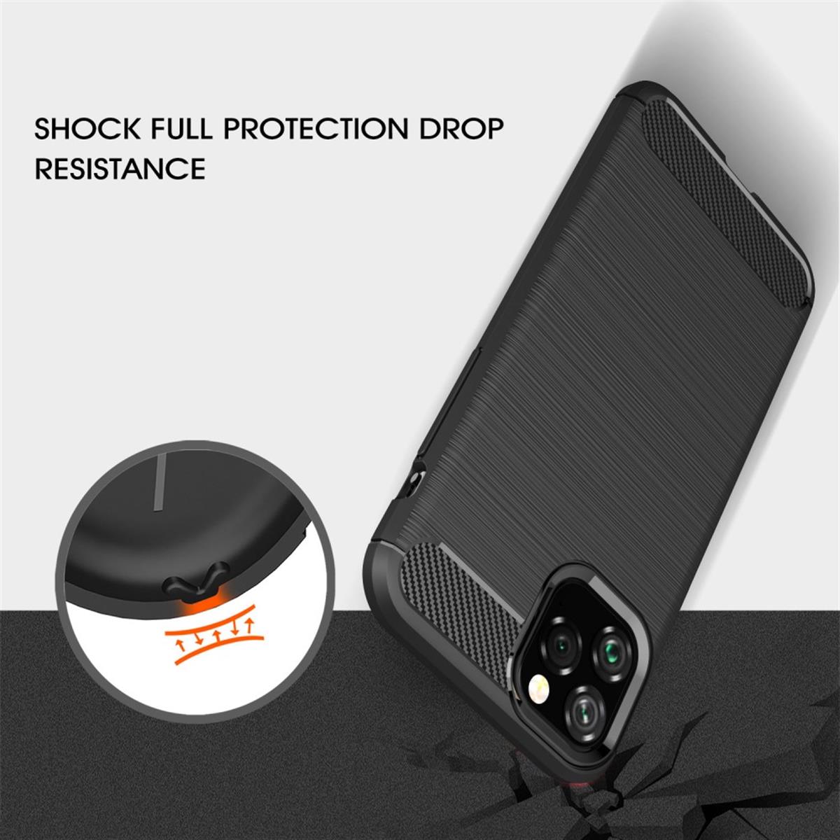 Hülle für Apple iPhone 11 [6,1 Zoll] Handyhülle Silikon Cover Schutzhülle Carbon