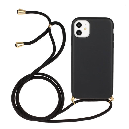 Hülle für Apple iPhone 11 Handyhülle Band Handykette Kordel Schnur Umhängetasche Schwarz