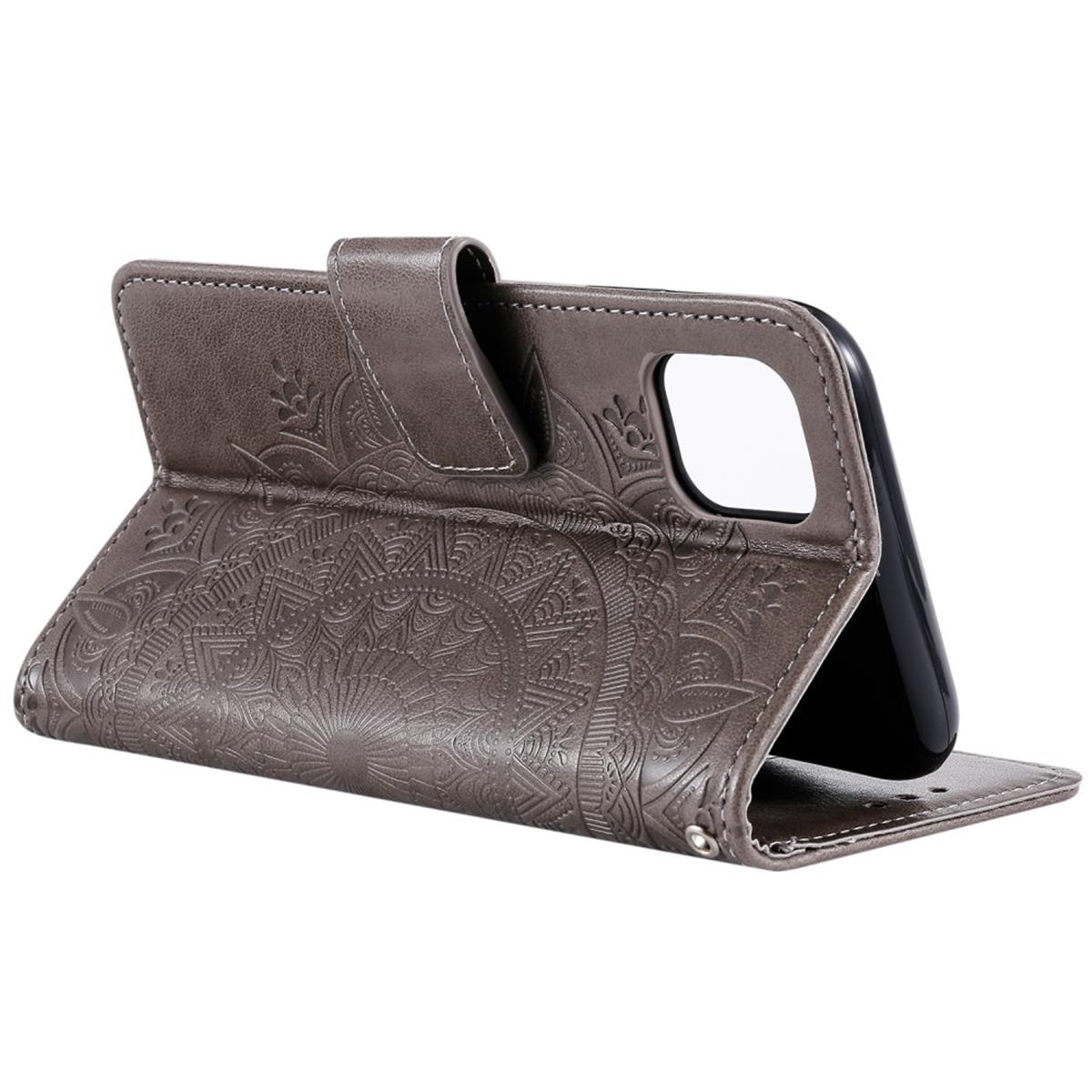 Hülle für Apple iPhone 11 Pro Max [6,5 Zoll] Handyhülle Flip Case Mandala Grau