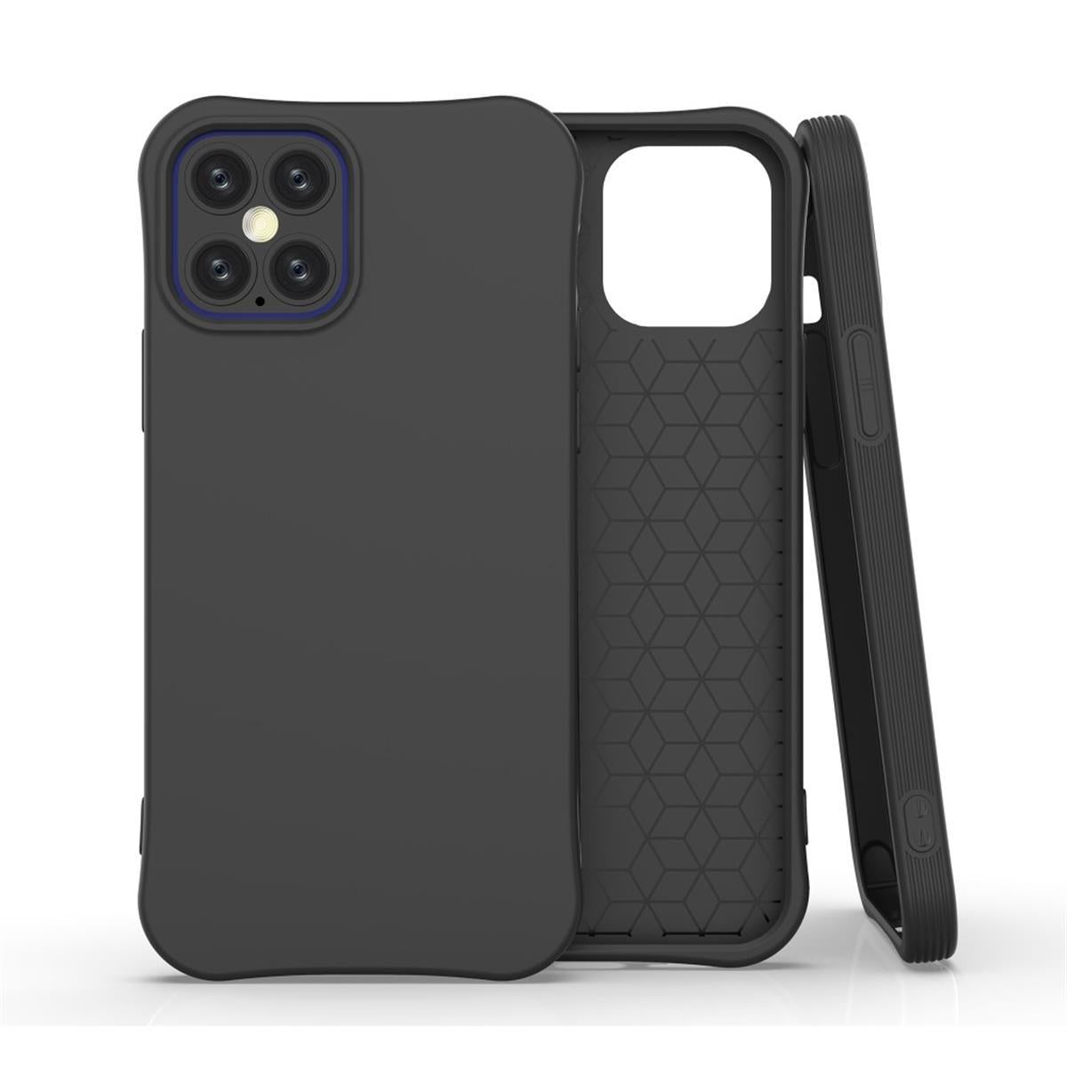 Hülle für Apple iPhone 12 / iPhone 12 Pro Handyhülle Silikon Cover Matt Schwarz