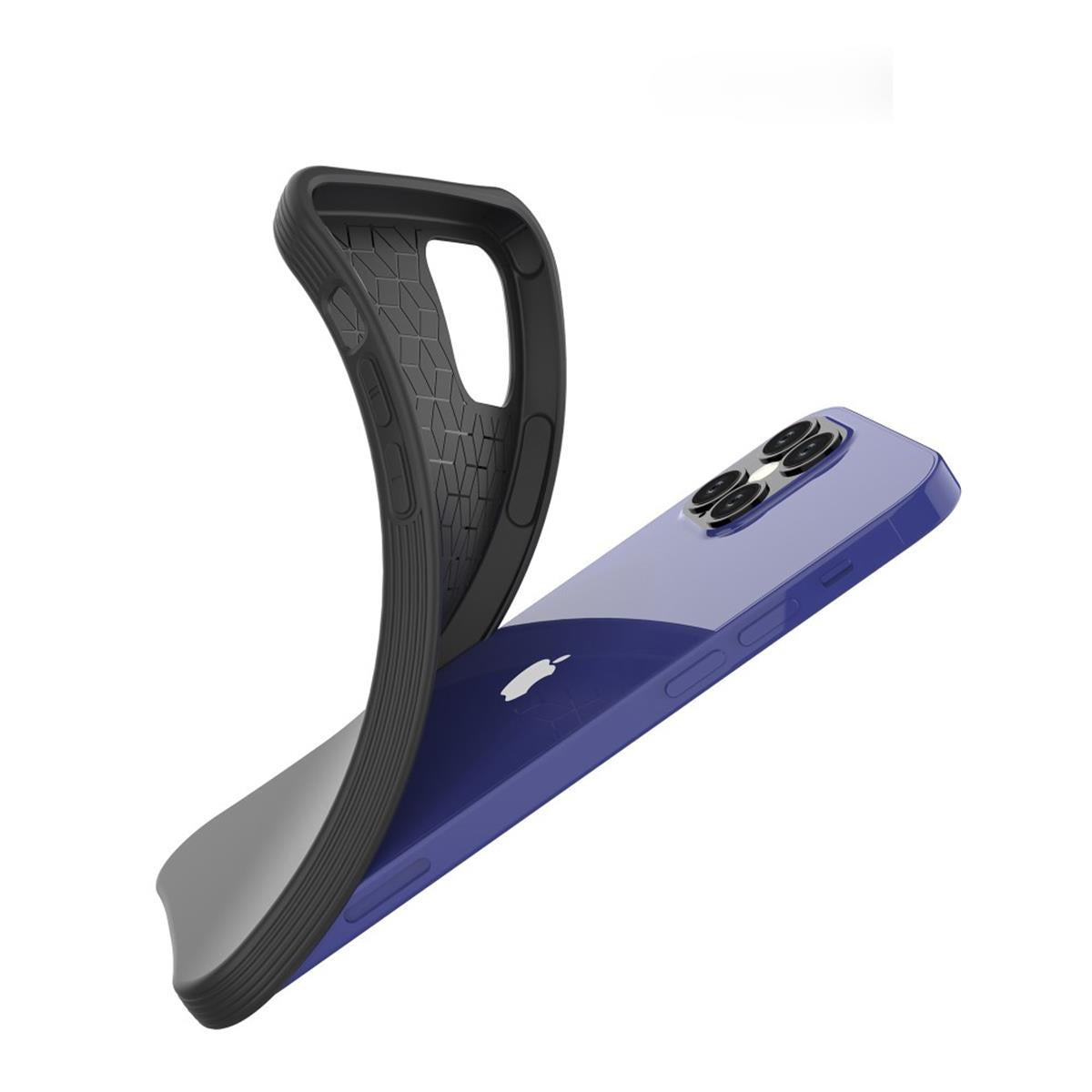 Hülle für Apple iPhone 12 / iPhone 12 Pro Handyhülle Silikon Cover Matt Schwarz