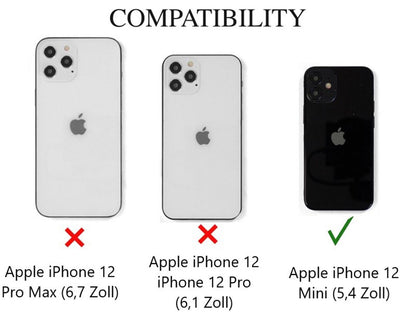 Hülle für Apple iPhone 12 Mini Handyhülle Case Handy Kette Cover Kordel Schnur Schwarz