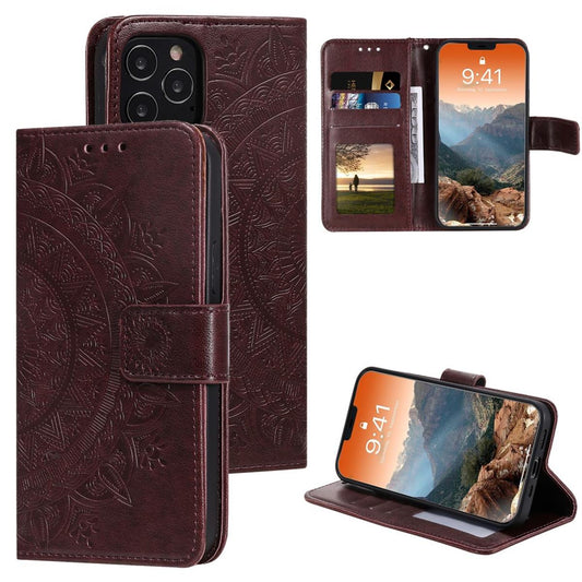 Hülle für Apple iPhone 12 Pro Max Handyhülle Flip Case Cover Etui Mandala Braun