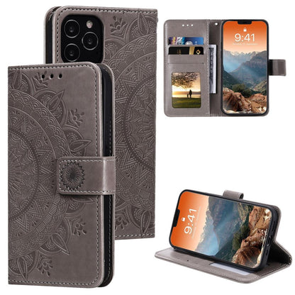 Hülle für Apple iPhone 12 Pro Max Handyhülle Flip Case Cover Etui Mandala Grau