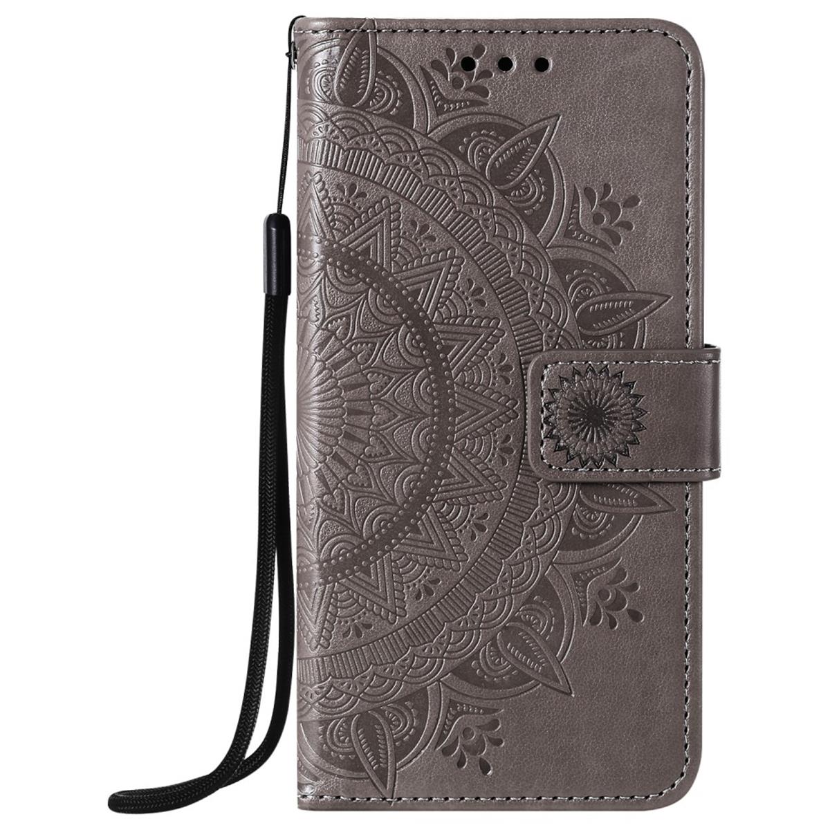 Hülle für Apple iPhone 12 Pro Max Handyhülle Flip Case Cover Etui Mandala Grau