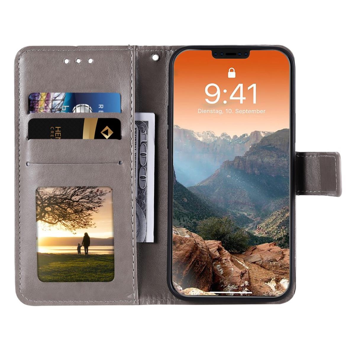 Hülle für Apple iPhone 12 Pro Max Handyhülle Flip Case Cover Etui Mandala Grau