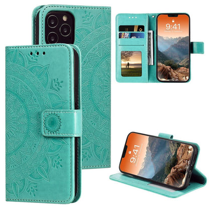 Hülle für Apple iPhone 12 Pro Max Handyhülle Flip Case Cover Etui Mandala Grün