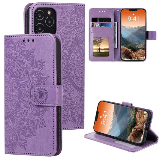 Hülle für Apple iPhone 12 Pro Max Handyhülle Flip Case Cover Etui Mandala Lila