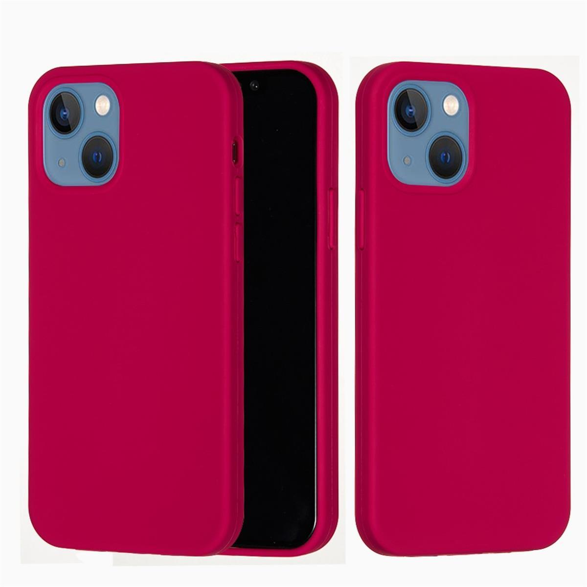 Hülle für Apple iPhone 13 [6,1 Zoll] Handy Silikon Case Cover Bumper Matt Rot