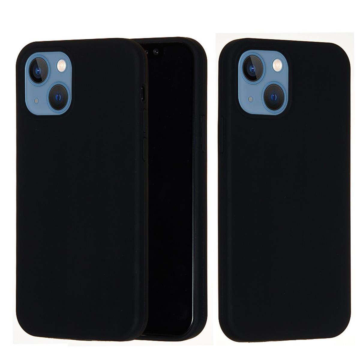 Hülle für Apple iPhone 13 [6,1 Zoll] Handy Silikon Case Cover Etui Matt Schwarz
