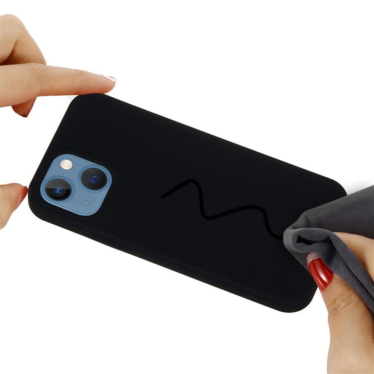 Hülle für Apple iPhone 13 [6,1 Zoll] Handy Silikon Case Cover Etui Matt Schwarz
