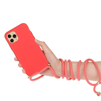 Hülle für Apple iPhone 13 Handyhülle Silikon Case Handykette Band Schnur Rot