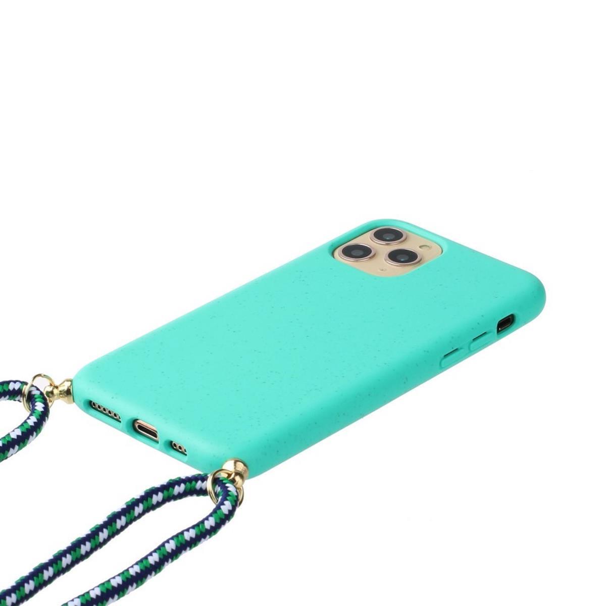 Hülle für Apple iPhone 13 Pro Handy Silikon Case Handykette Band Schnur Grün