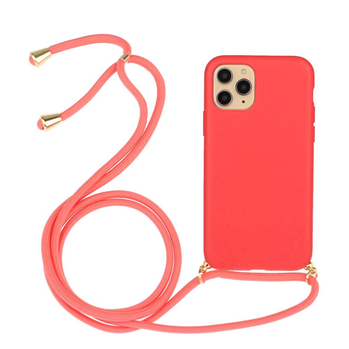 Hülle für Apple iPhone 13 Pro Handy Silikon Case Handykette Band Schnur Rot