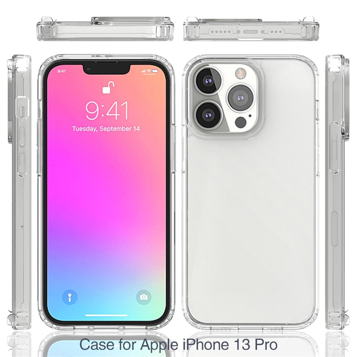 Hülle für Apple iPhone 13 Pro Handyhülle Hybrid Silikon Case Bumper Cover Klar