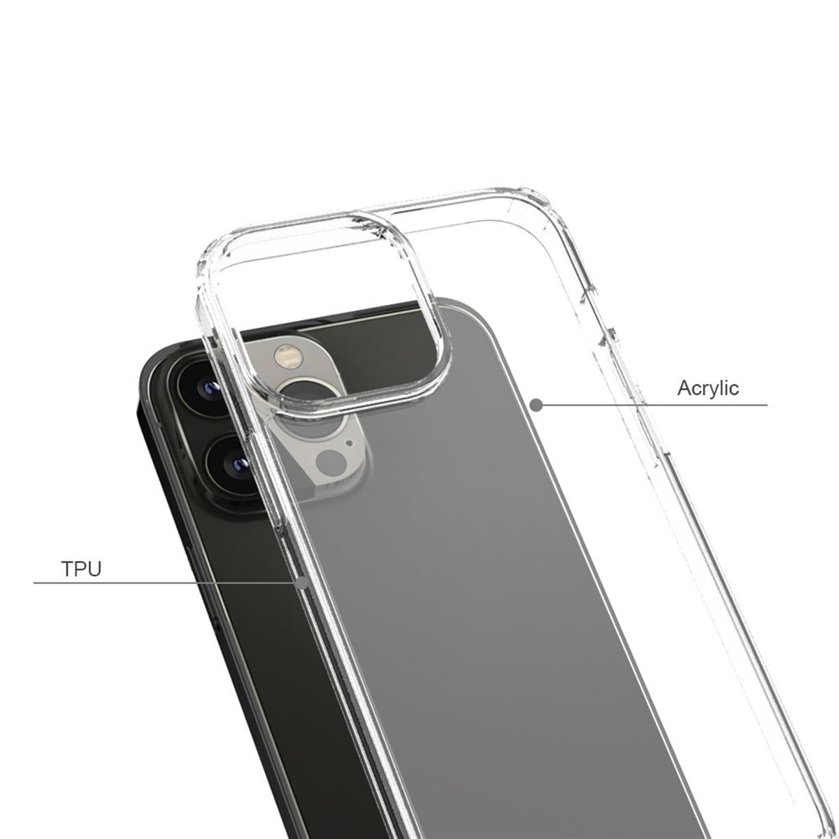 Hülle für Apple iPhone 13 Pro Max Handyhülle Hybrid Silikon Case Cover Klar