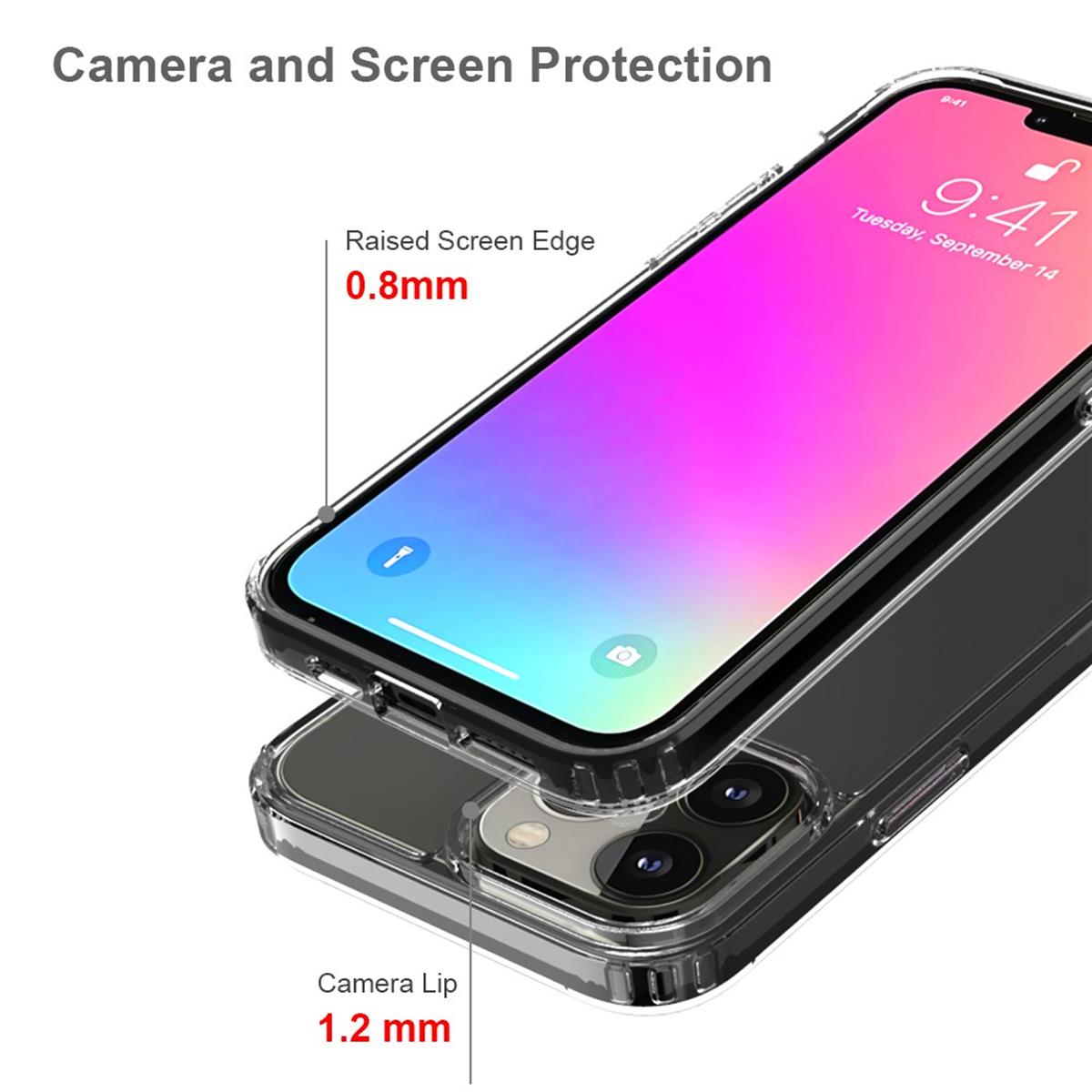 Hülle für Apple iPhone 13 Pro Max Handyhülle Hybrid Silikon Case Cover Klar