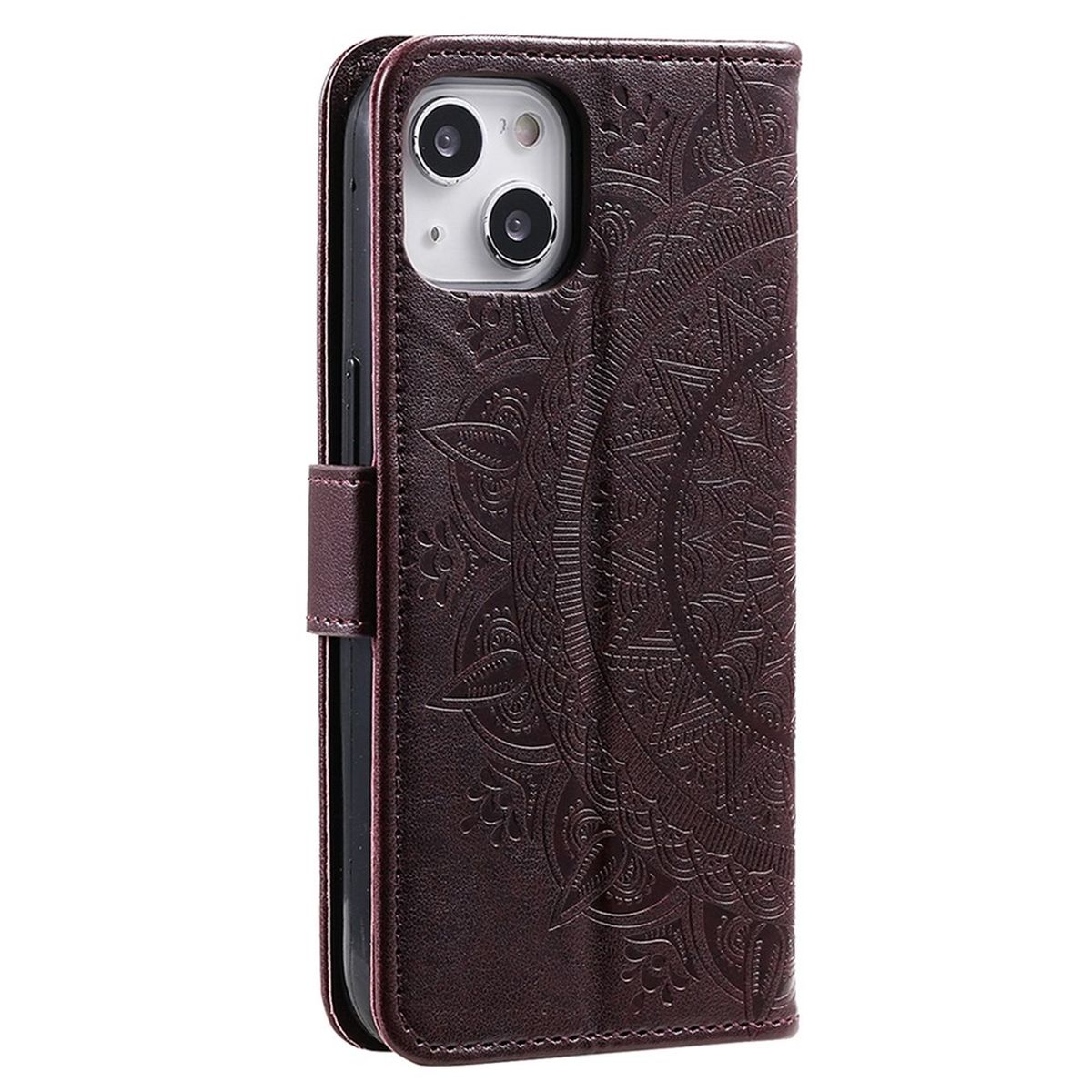 Hülle für Apple iPhone 14 Handyhülle Flip Case Cover Handy Etui Mandala Braun