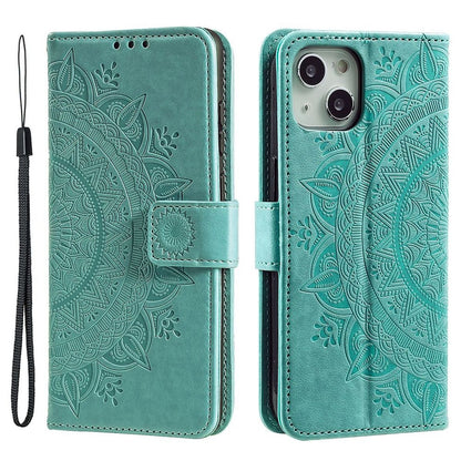 Hülle für Apple iPhone 14 Handyhülle Flip Case Cover Handy Etui Mandala Grün