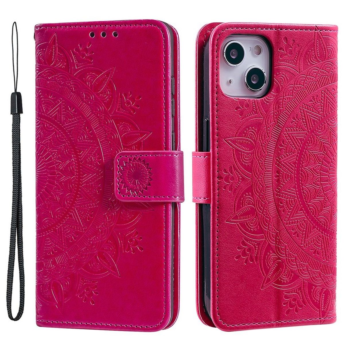 Hülle für Apple iPhone 14 Handyhülle Flip Case Cover Schutzhülle Mandala Pink